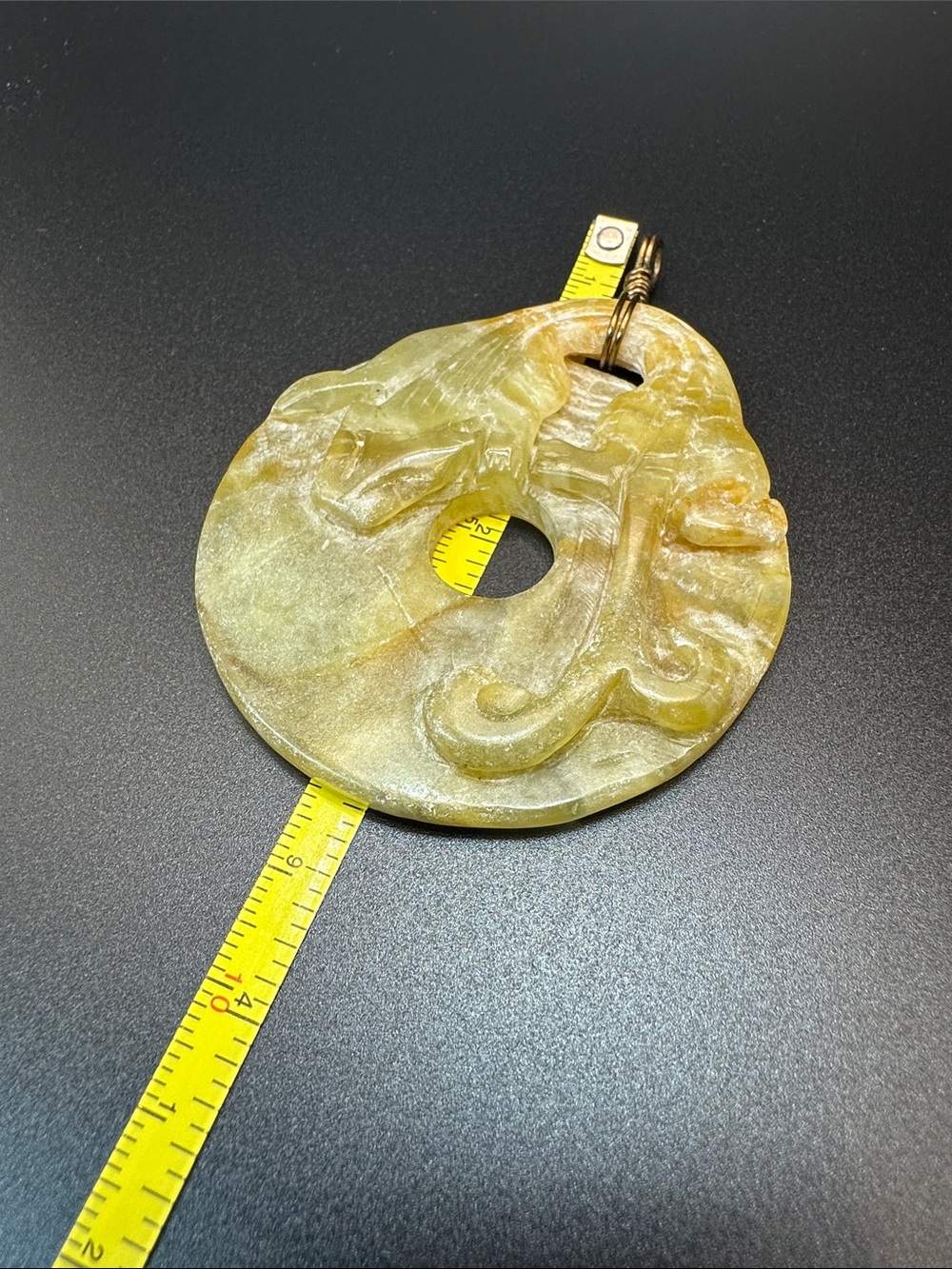Vintage Hand-Carved Jade Sea Dragon OR Koi Pendant Symbol of Prosperity & Luck - Picture 2 of 11